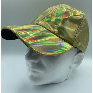 Gold Irridescent Shimmering Rainbow Baseball Hat Hook and Loop Vera New York